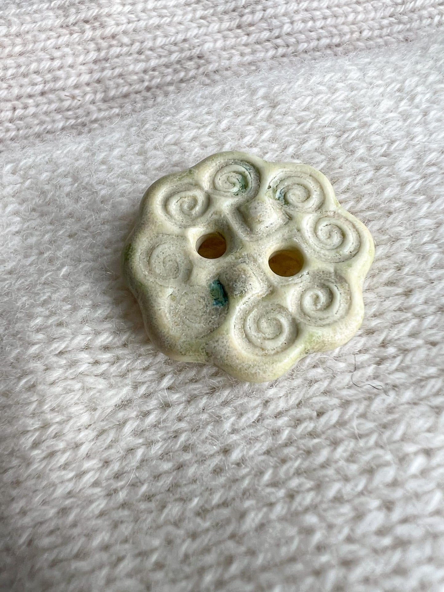 Ivory Green Ceramic Buttons for Sewing Handmade Button Set