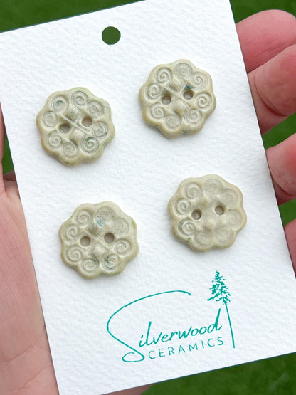 Ivory Green Ceramic Buttons for Sewing Handmade Button Set