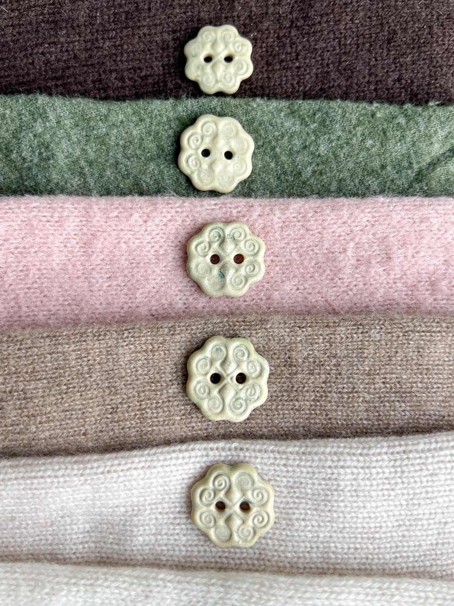 Ivory Green Ceramic Buttons for Sewing Handmade Button Set