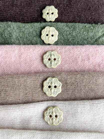 Ivory Green Ceramic Buttons for Sewing Handmade Button Set