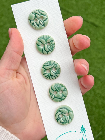 Green Ceramic Buttons for Sewing Handmade Jade Button Set