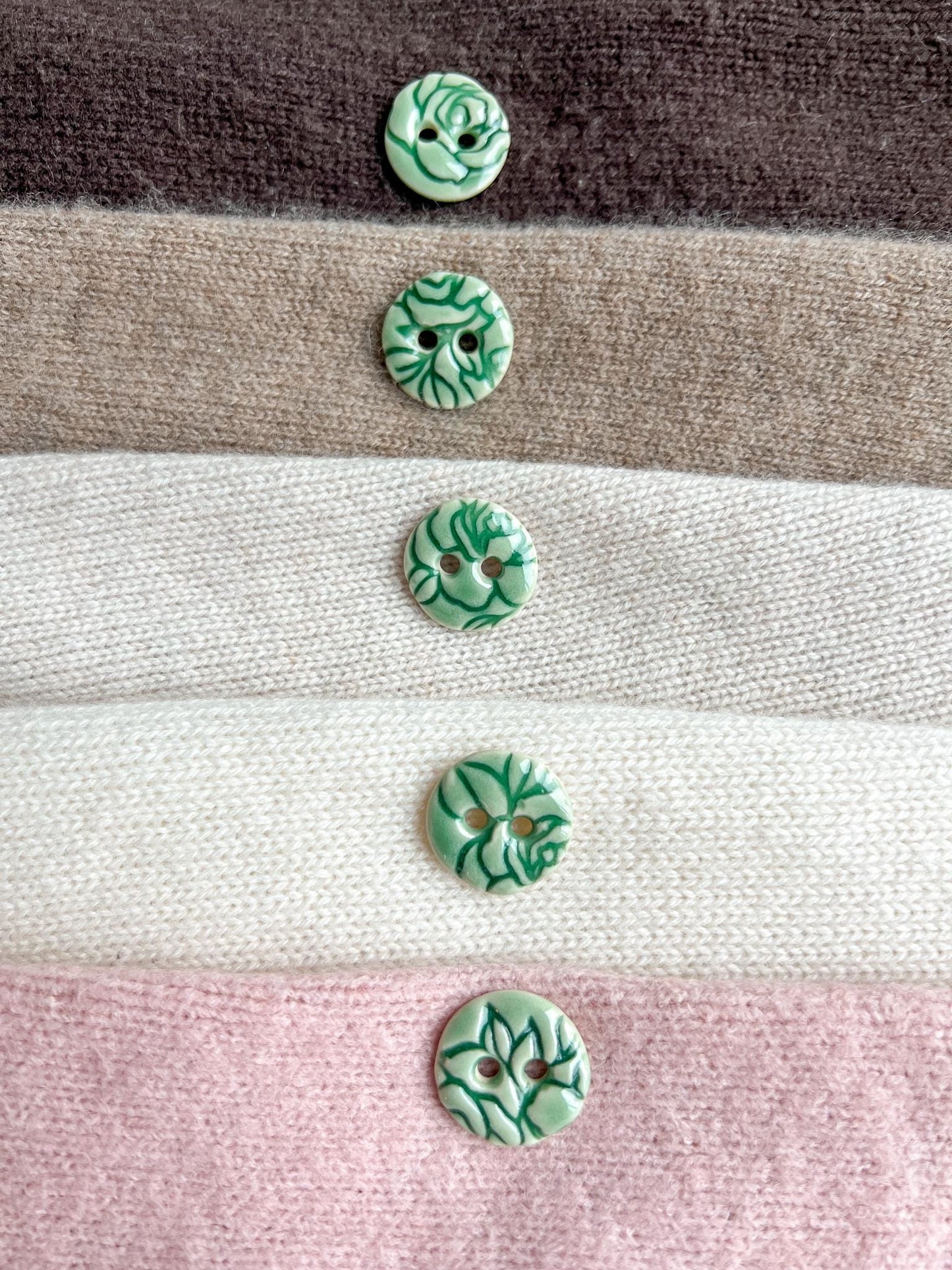 Green Ceramic Buttons for Sewing Handmade Jade Button Set