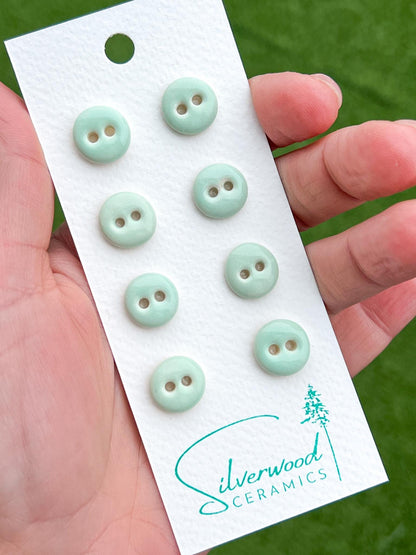 Mint Green Ceramic Buttons for Sewing Handmade Small Button Set