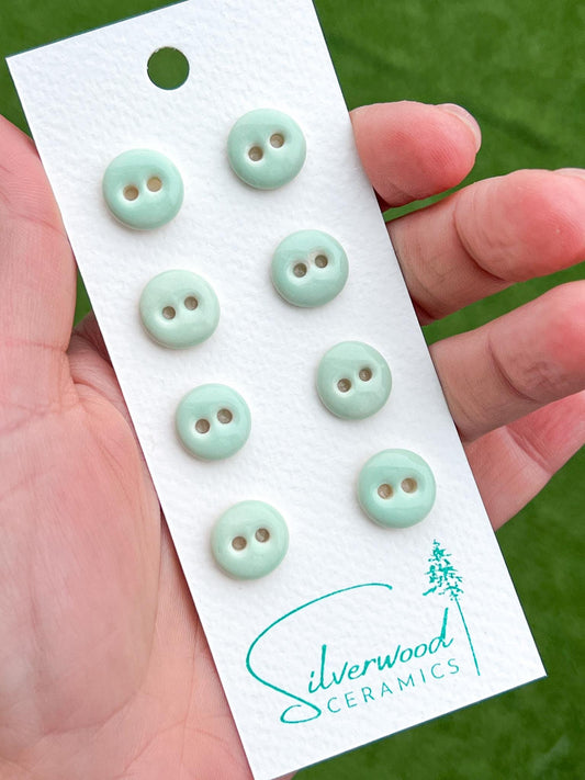 Mint Green Ceramic Buttons for Sewing Handmade Small Button Set
