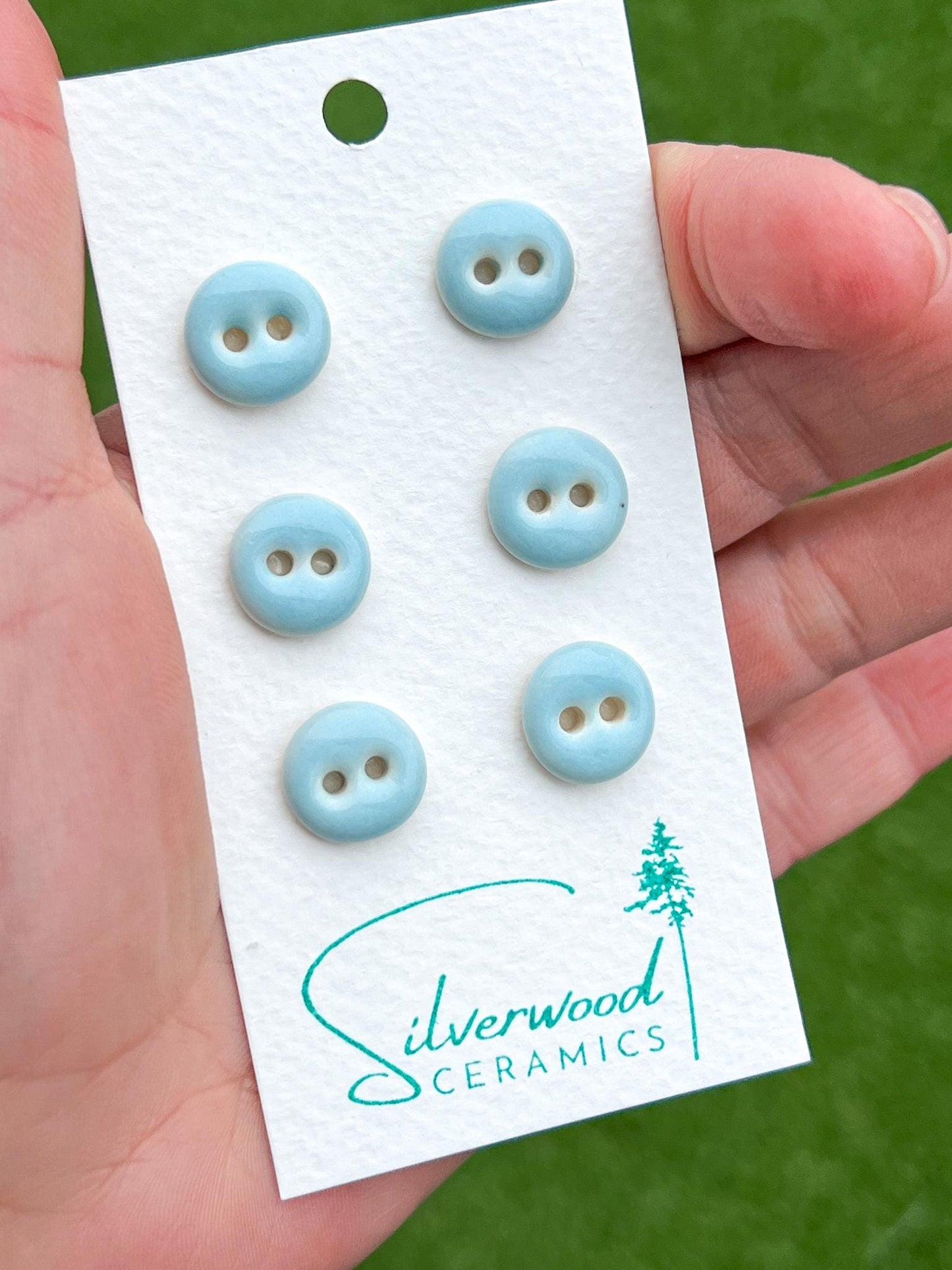 Baby Blue Ceramic Buttons for Sewing Handmade Small Button Set