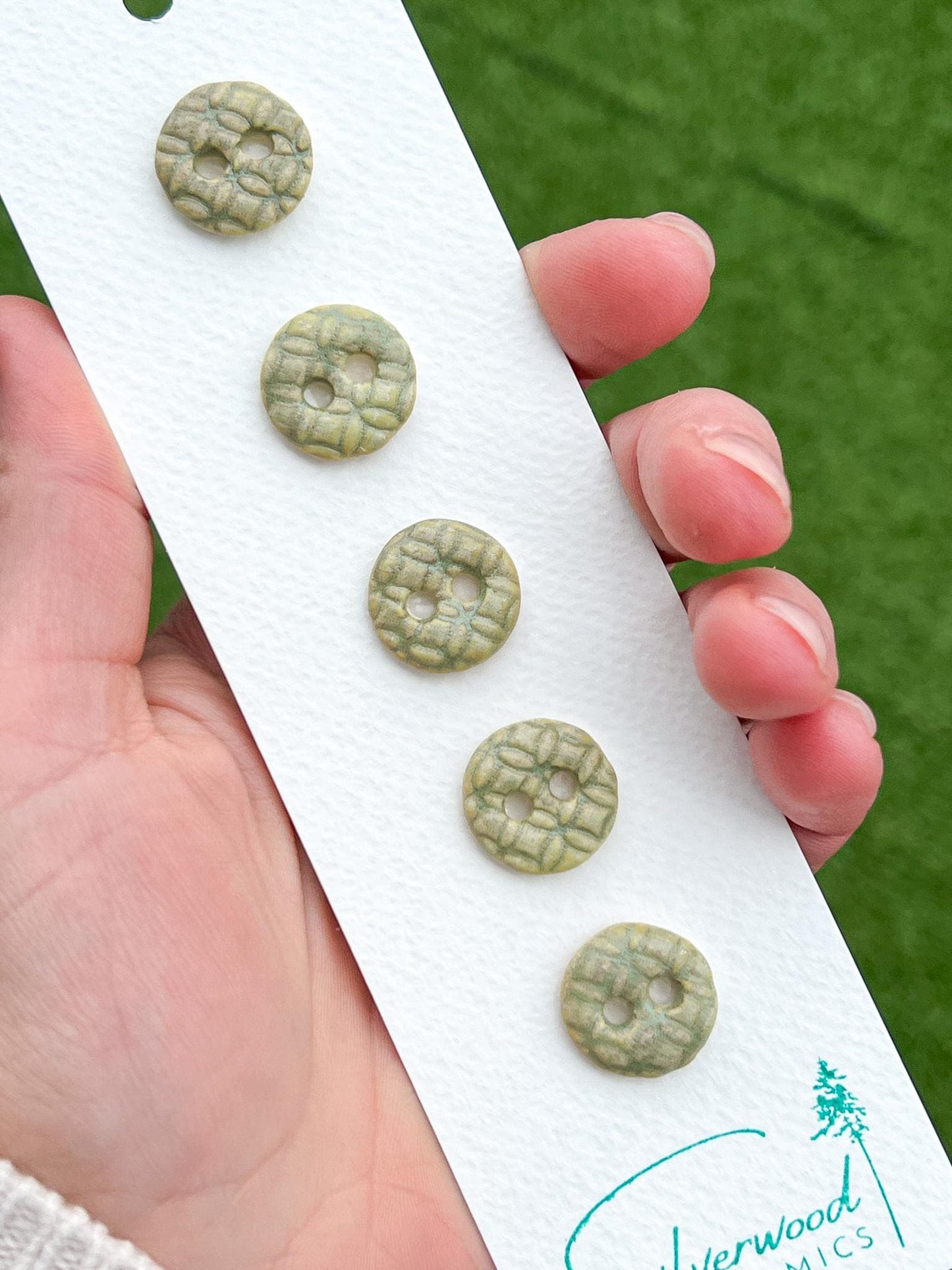 Green Ceramic Buttons for Sewing Handmade Button Set