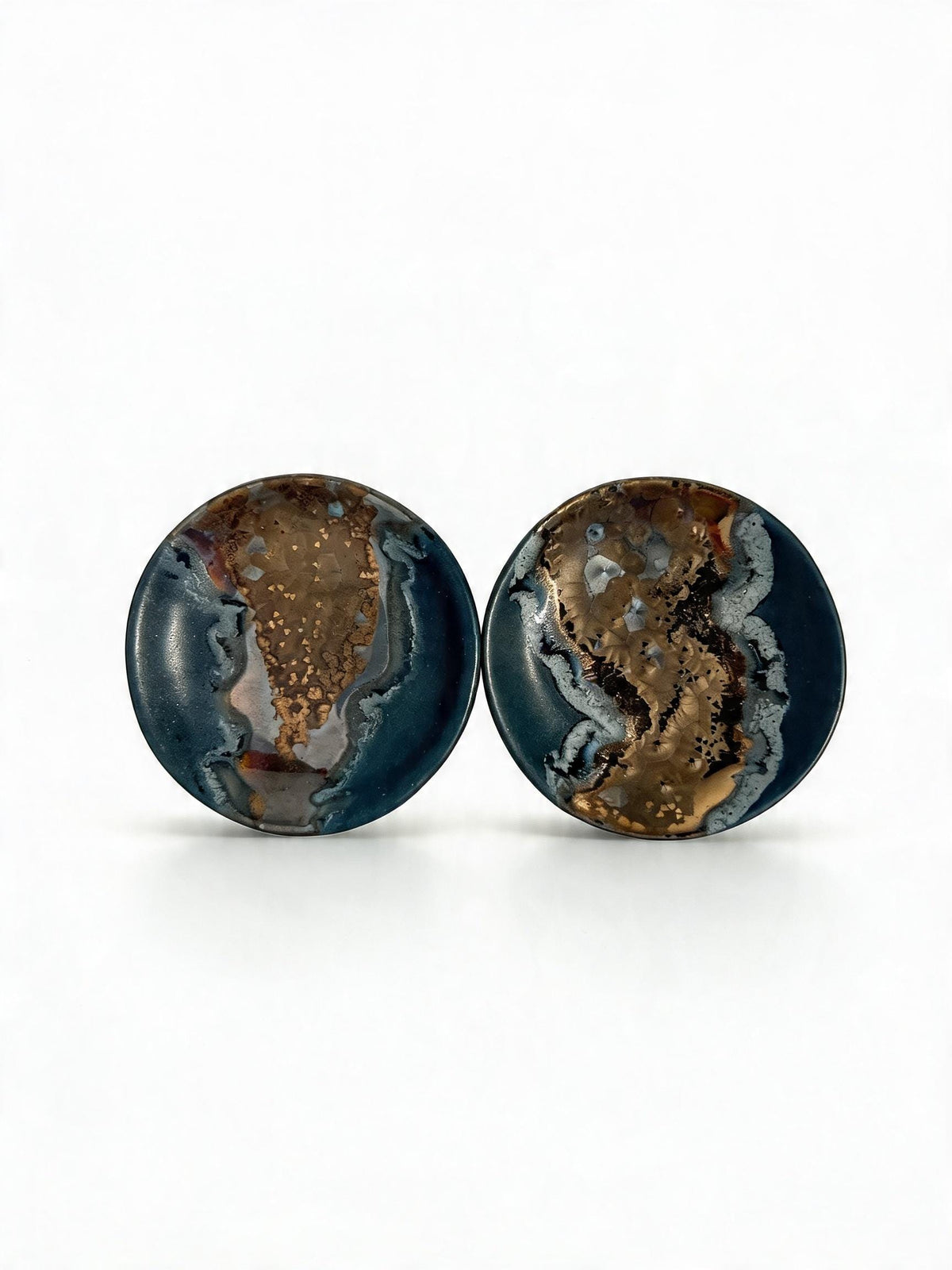 Matte Black Crystalline Ceramic Trinket Dish