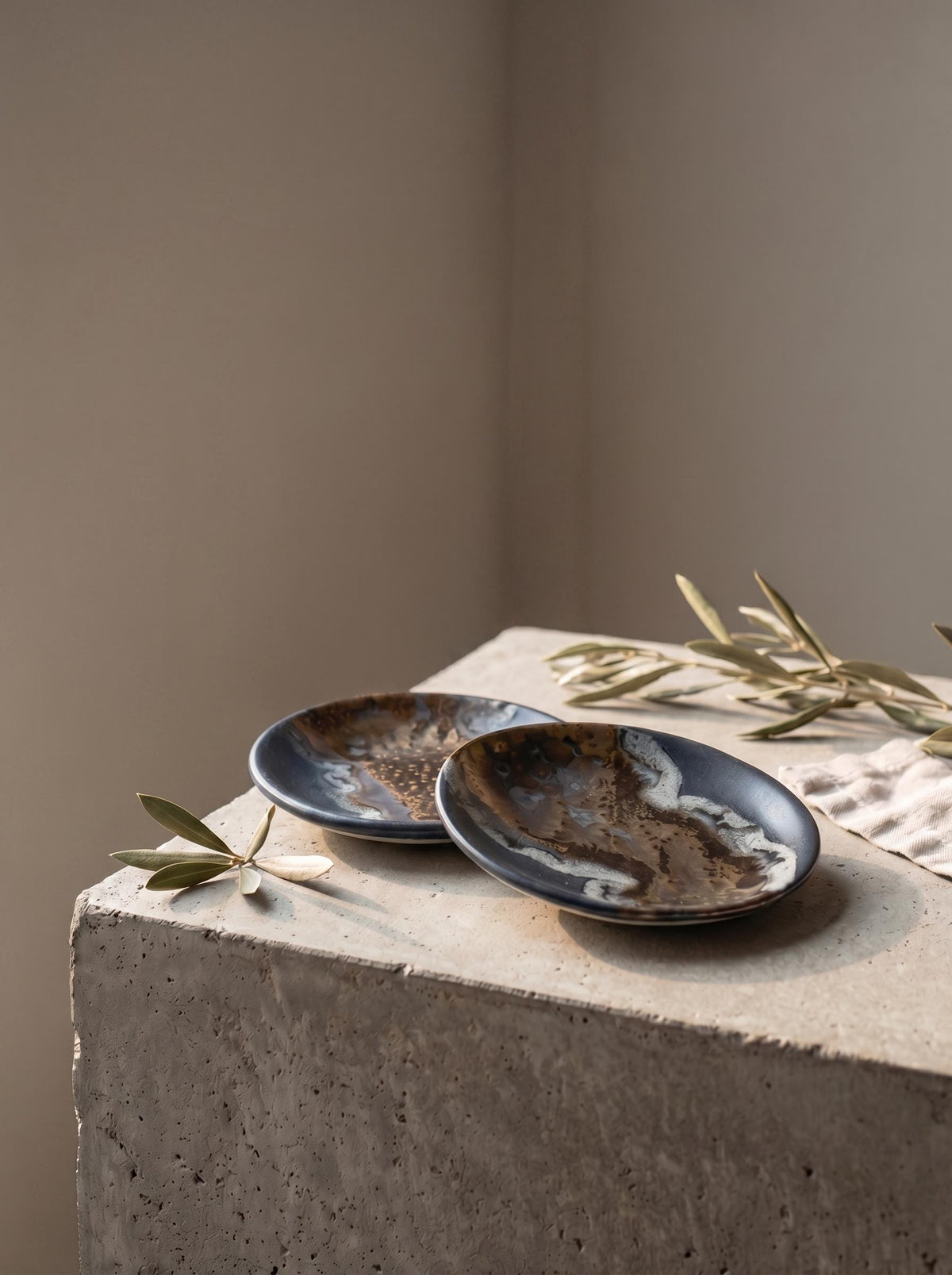 Matte Black Crystalline Ceramic Trinket Dish