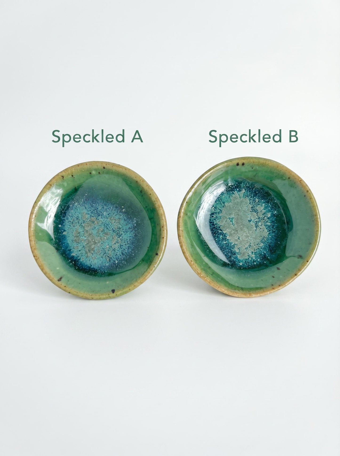 Emerald Green Crystalline Ceramic Ring Dishes