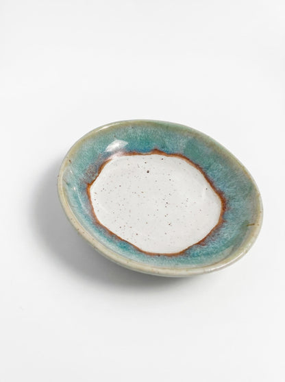 Turquoise Speckled Stoneware Ring Dish