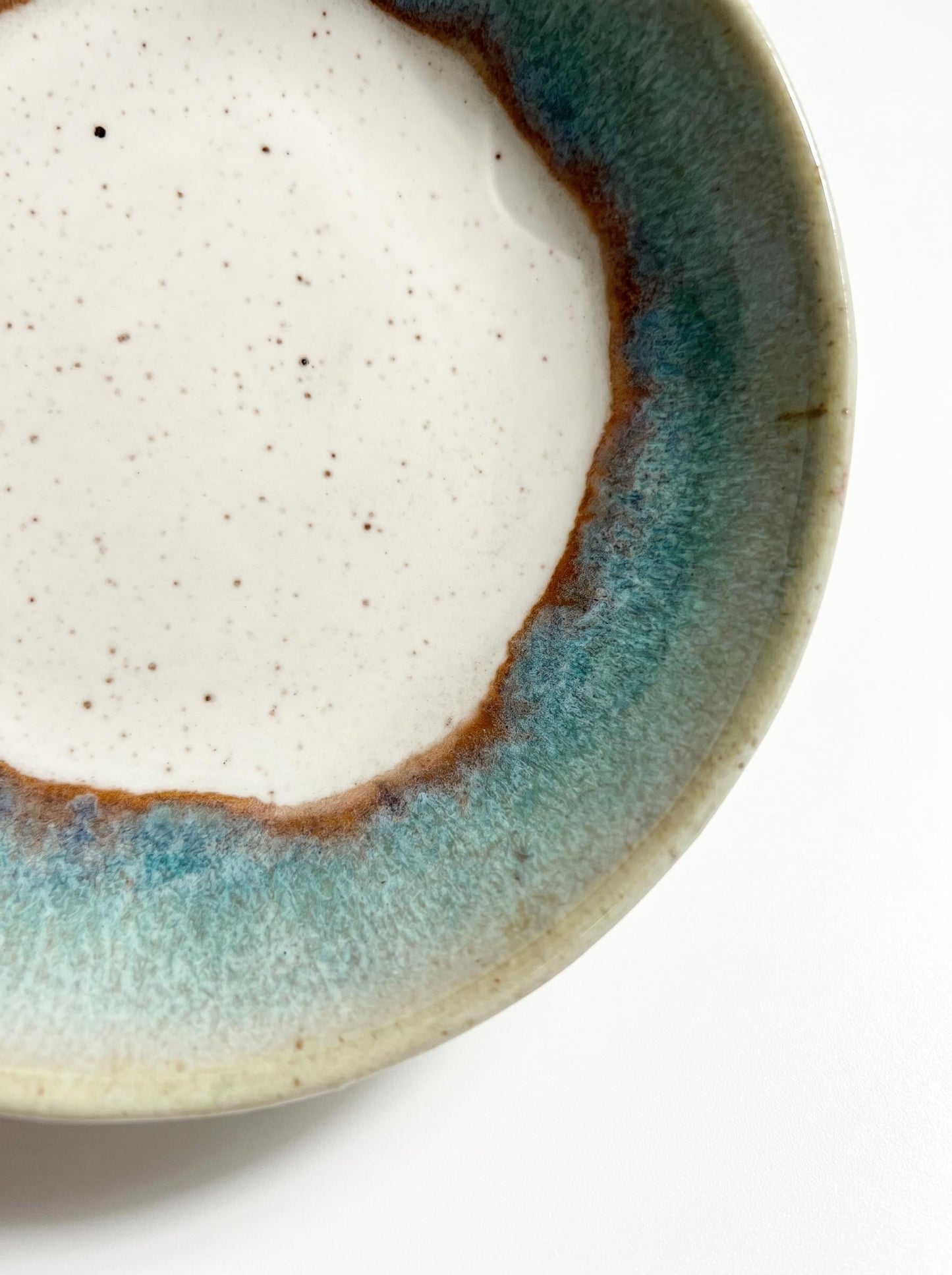 Turquoise Speckled Stoneware Ring Dish