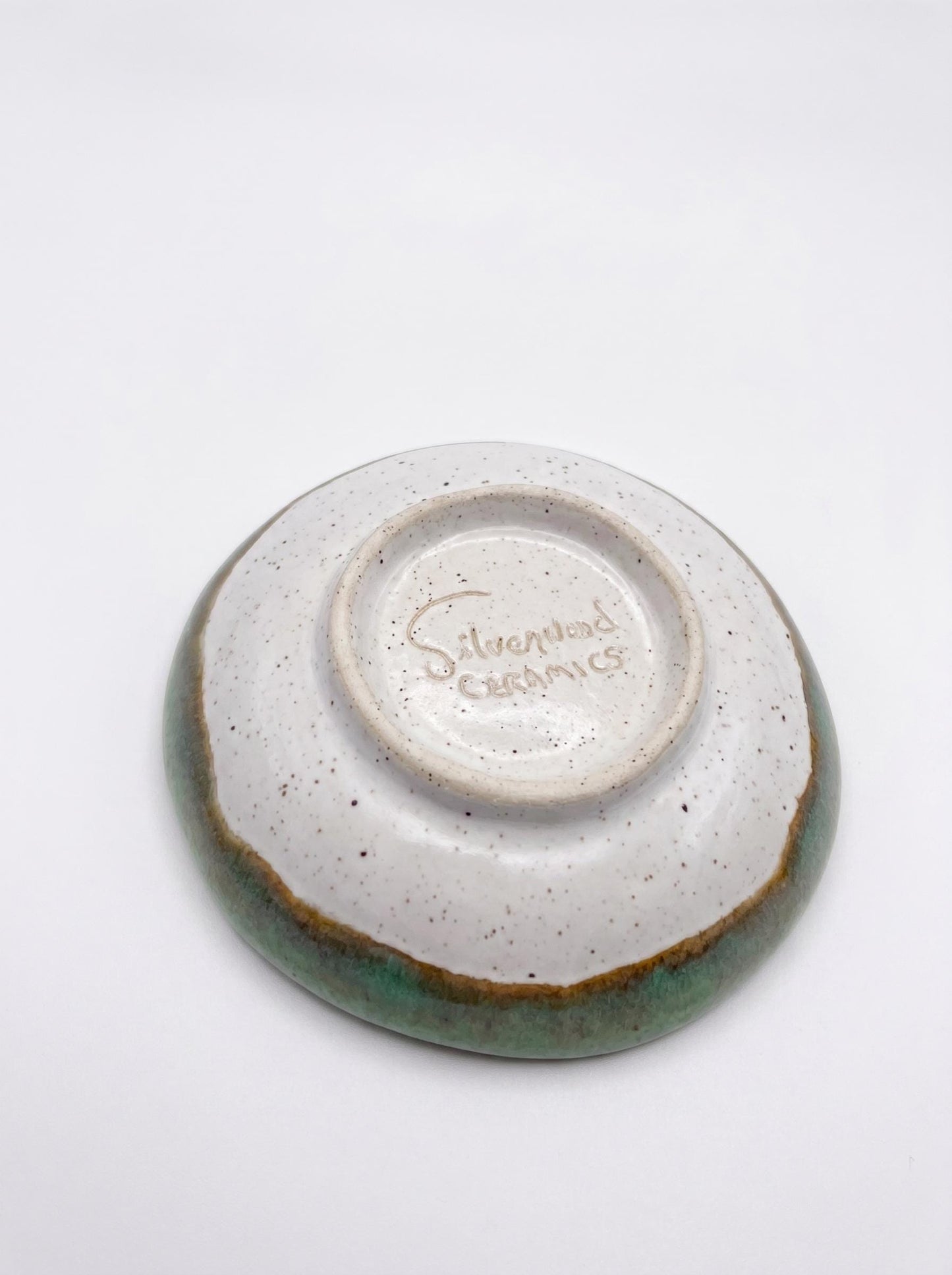 Turquoise Speckled Stoneware Ring Dish