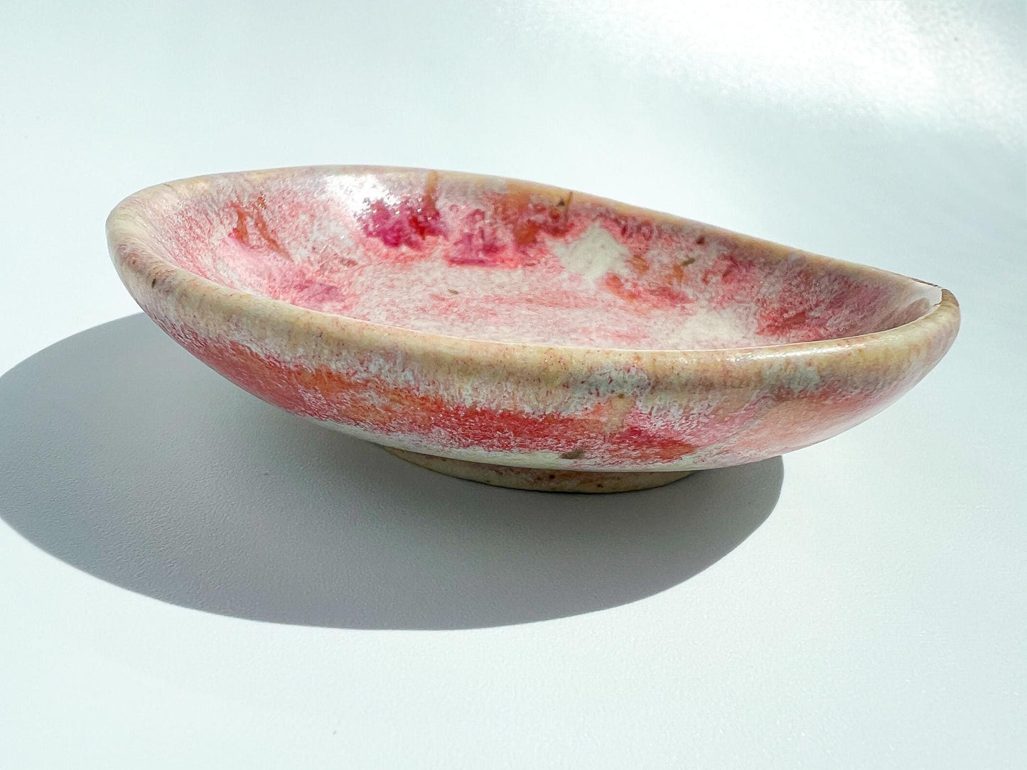 Blush Speckled Stoneware Ring Dish