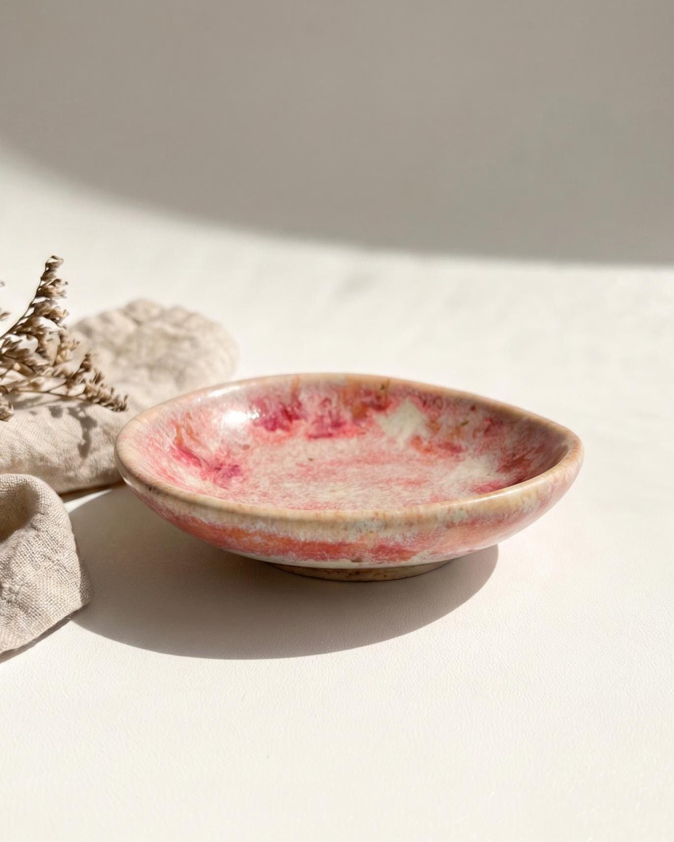 Blush Speckled Stoneware Ring Dish