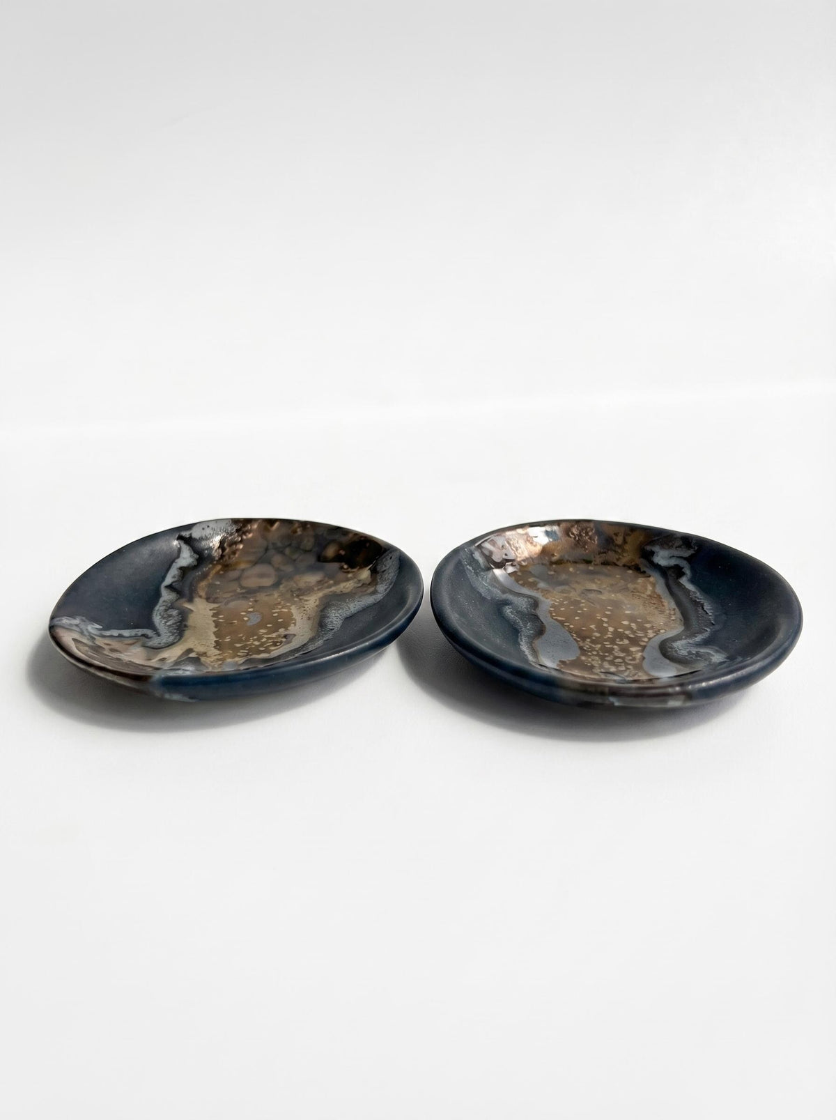 Matte Black Crystalline Ceramic Trinket Dish