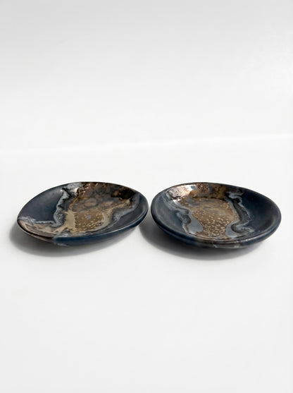 Matte Black Crystalline Ceramic Trinket Dish