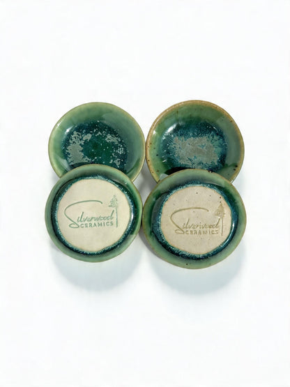 Emerald Green Crystalline Ceramic Ring Dishes