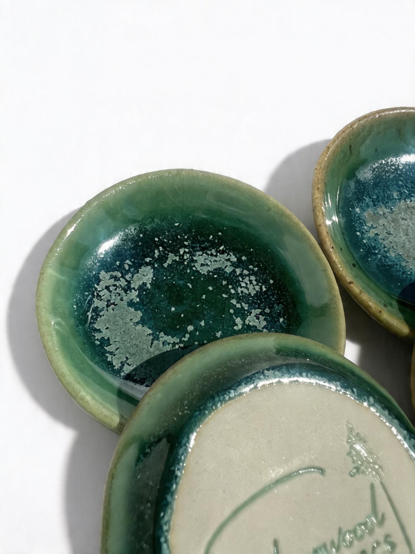 Emerald Green Crystalline Ceramic Ring Dishes