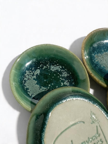 Emerald Green Crystalline Ceramic Ring Dishes