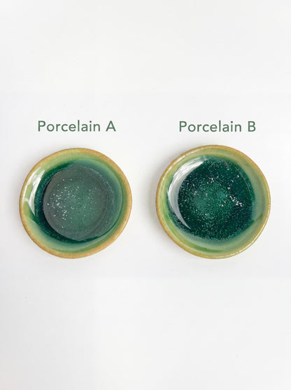 Emerald Green Crystalline Ceramic Ring Dishes