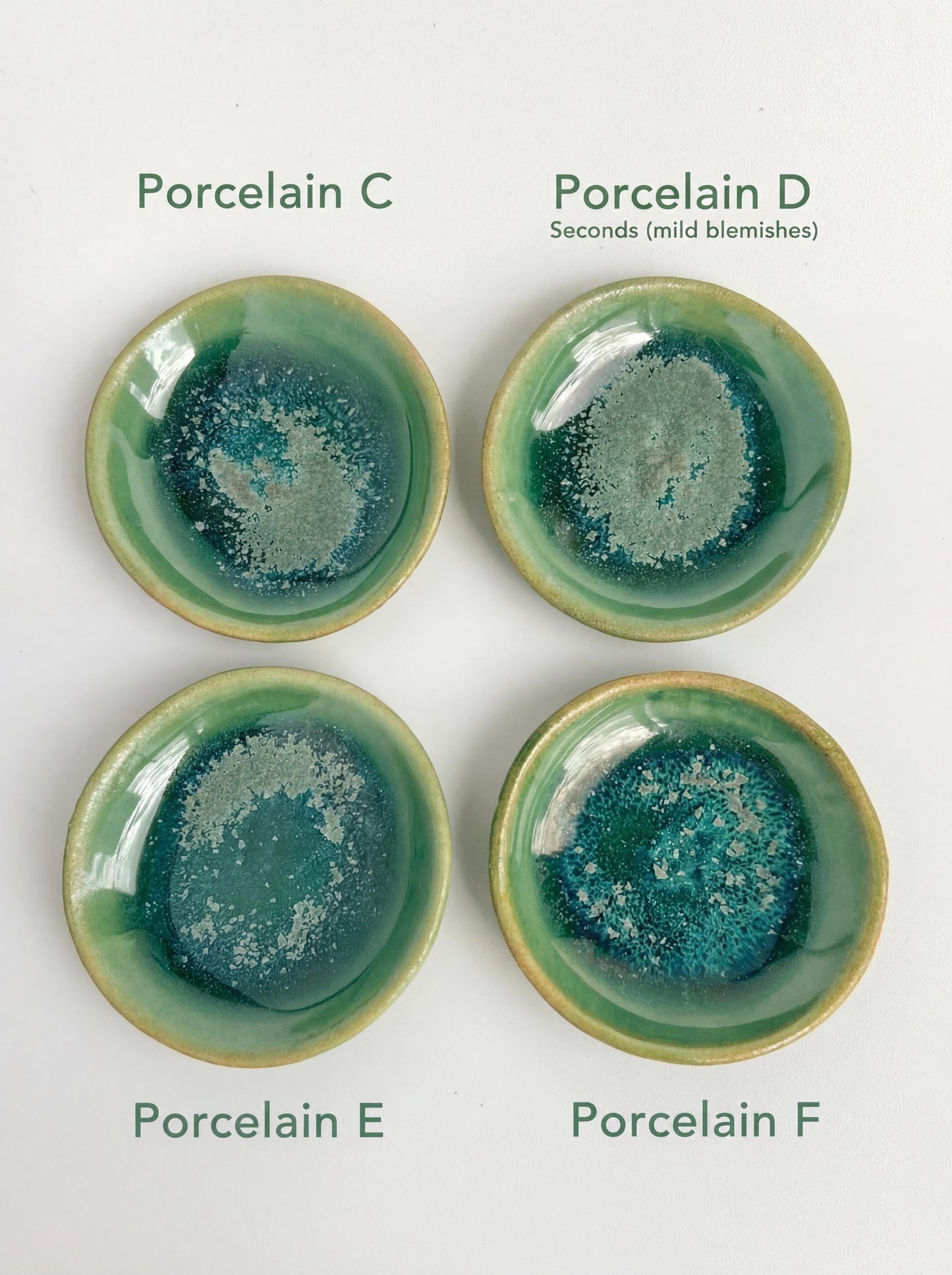 Emerald Green Crystalline Ceramic Ring Dishes