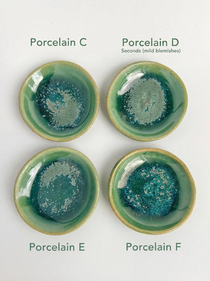 Emerald Green Crystalline Ceramic Ring Dishes