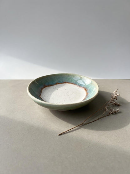 Turquoise Speckled Stoneware Ring Dish