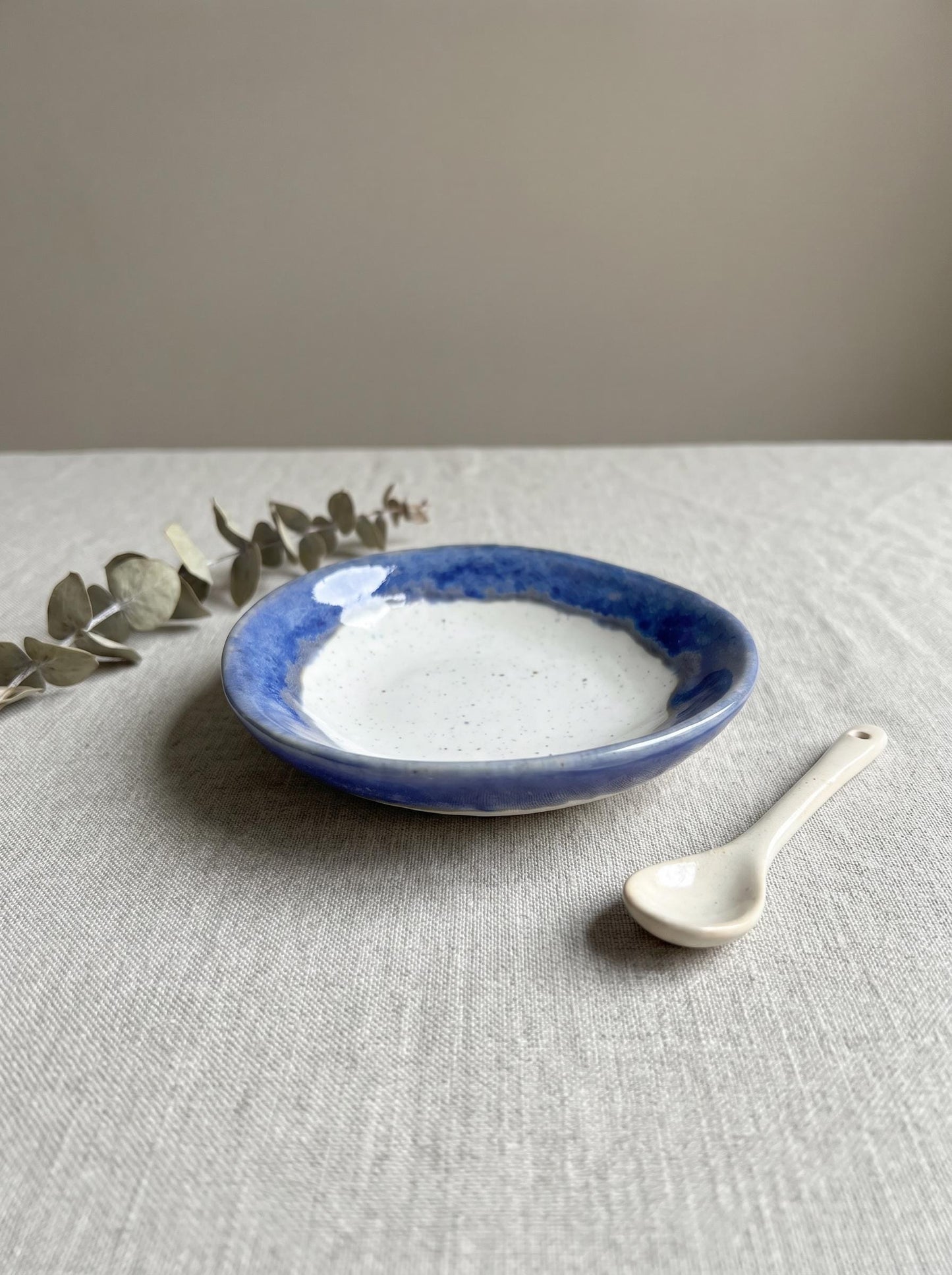Cobalt Speckled Stoneware Ring Dish